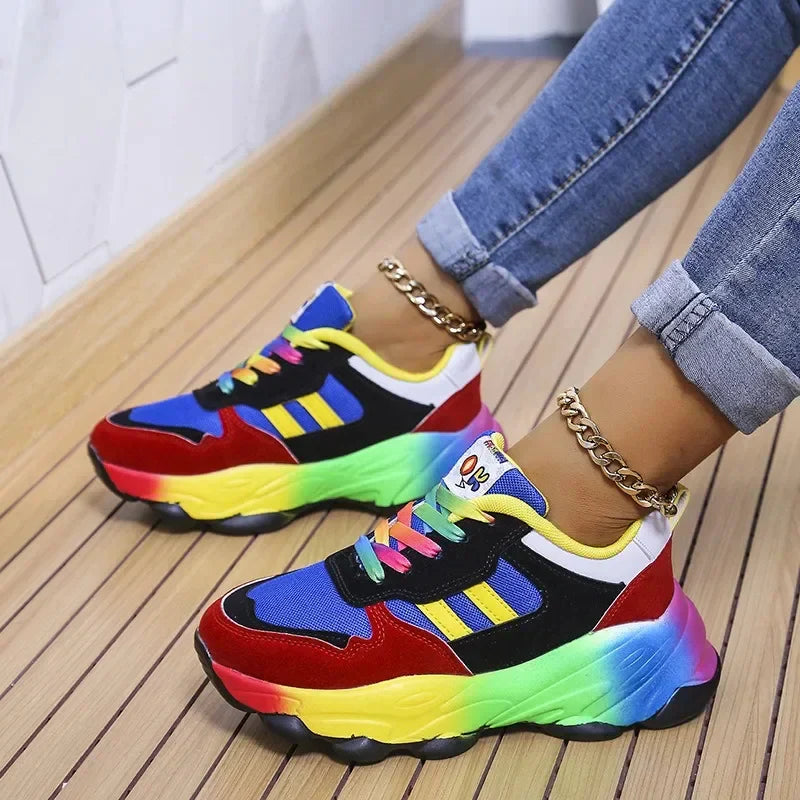 Trendy Multicolor Sneakers med Plattform Såle