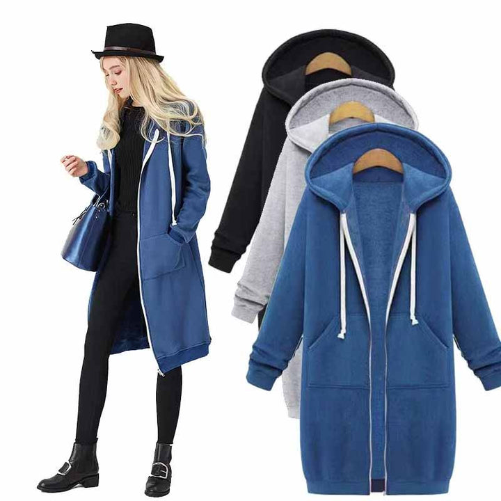 Rento pitkä naisten neuletakki - CozyZip