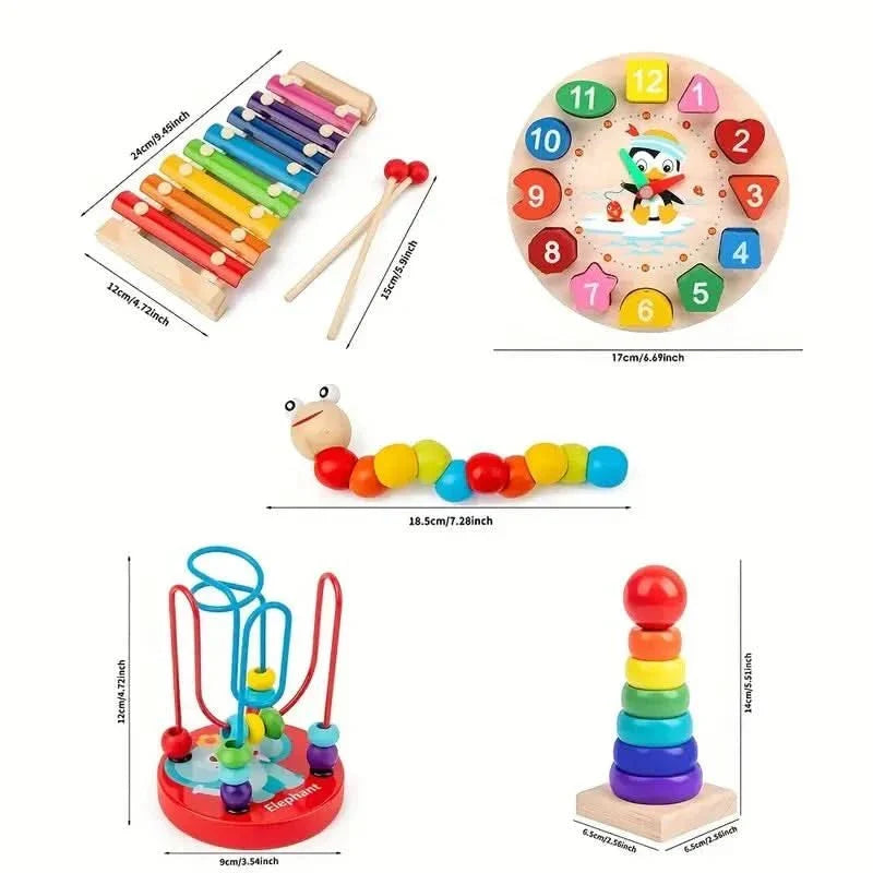 EduQuest 5-i-1 Montessori-sett – kreativ læring for babyer fra 6 måneder