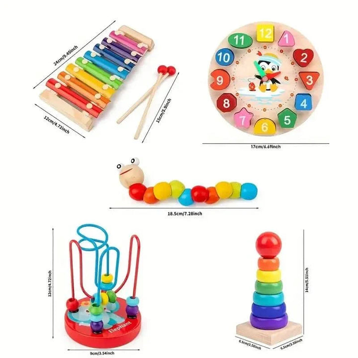EduQuest 5-i-1 Montessori-sett – kreativ læring for babyer fra 6 måneder