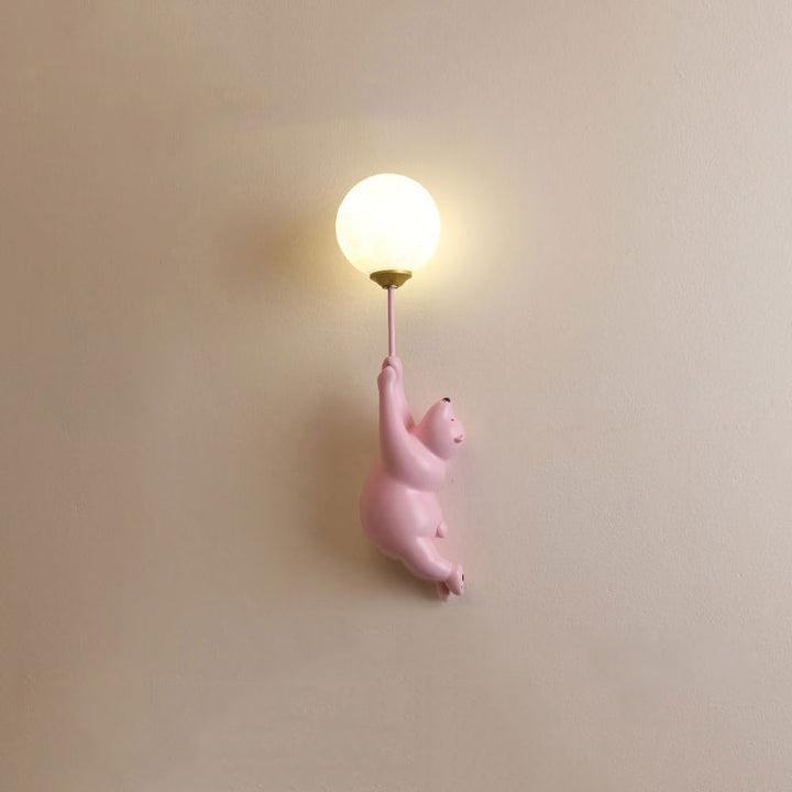 Søt bjørnevegglampe med ballonglys for barnerom