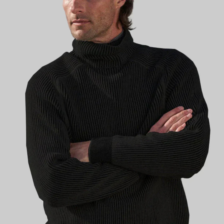 Herre Turtleneck Genser Elegant Enkel Farge Strikket