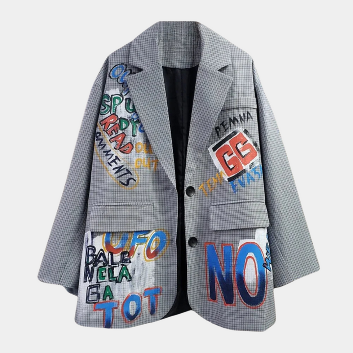 Oversized Kvinners Blazer med Subtil Rutemønster