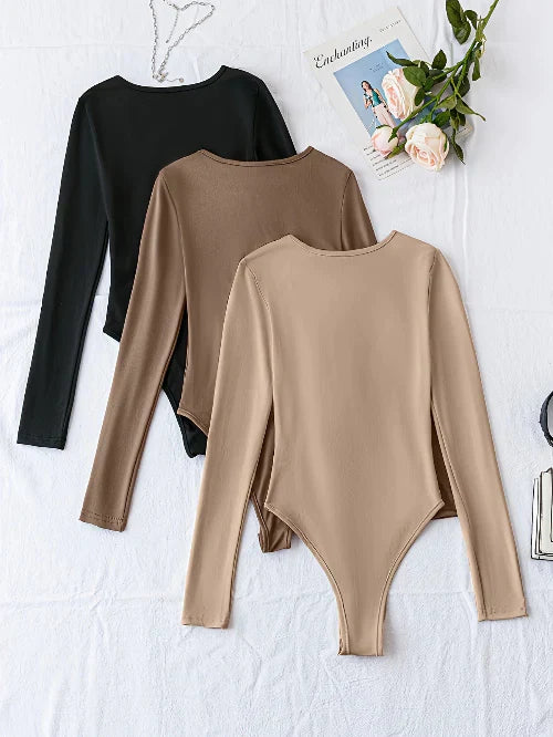 3-Pakke Casual Langermede Bodysuits for Kvinner