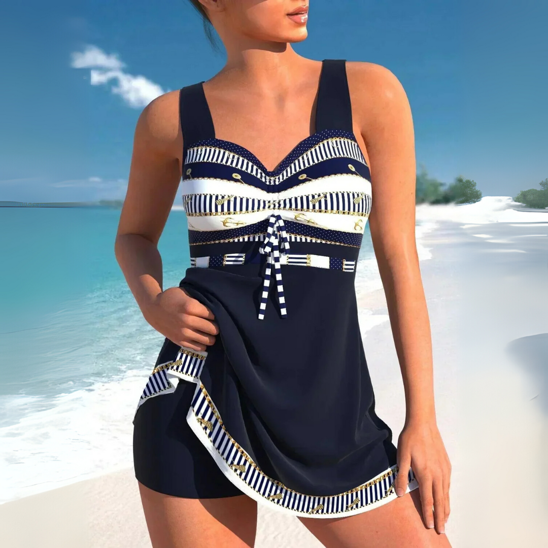 Kvinners Aztec Print Ruched Tankini Badedrakt