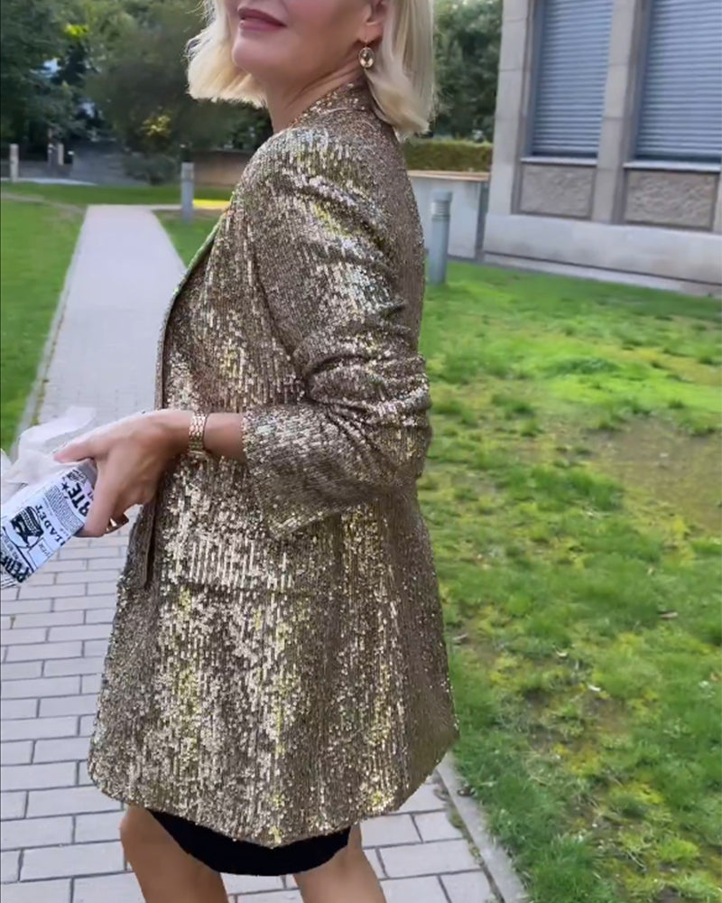 Kultainen kimalletakki paljeteilla - Rosamund