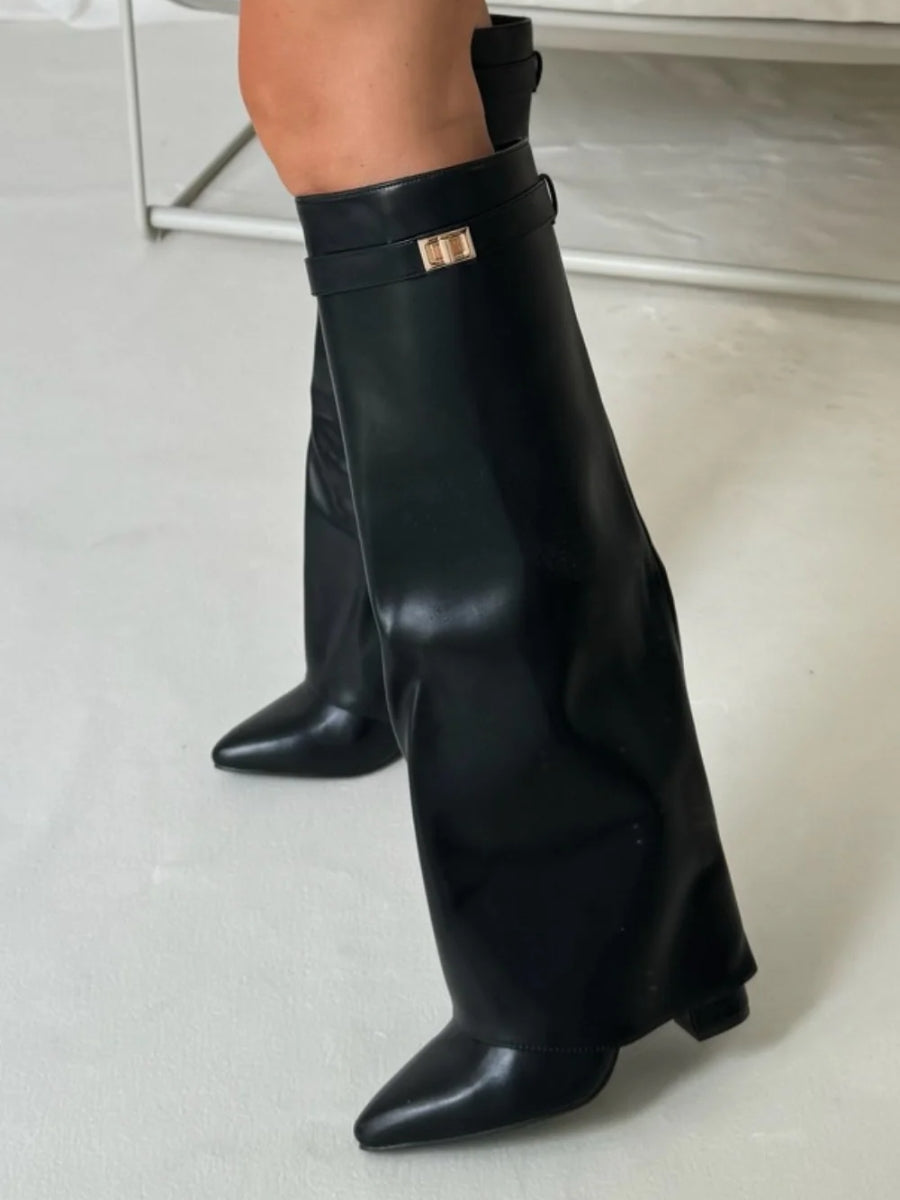 Knee-High Suede Boots med Hæl
