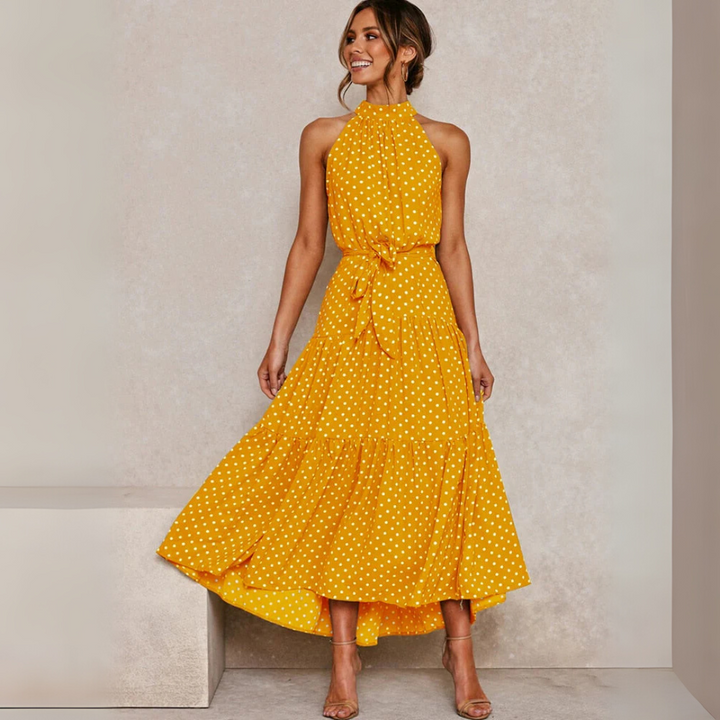 Prikket Fit-og-Flare Midi Kjole
