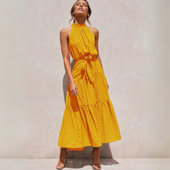 Prikket Fit-og-Flare Midi Kjole