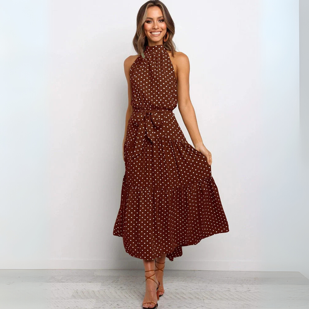 Prikket Fit-og-Flare Midi Kjole