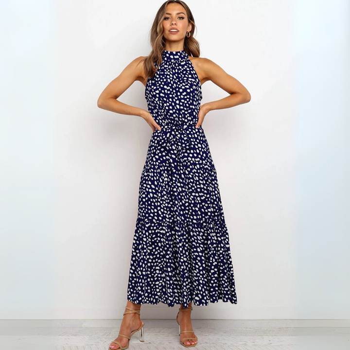 Prikket Fit-og-Flare Midi Kjole