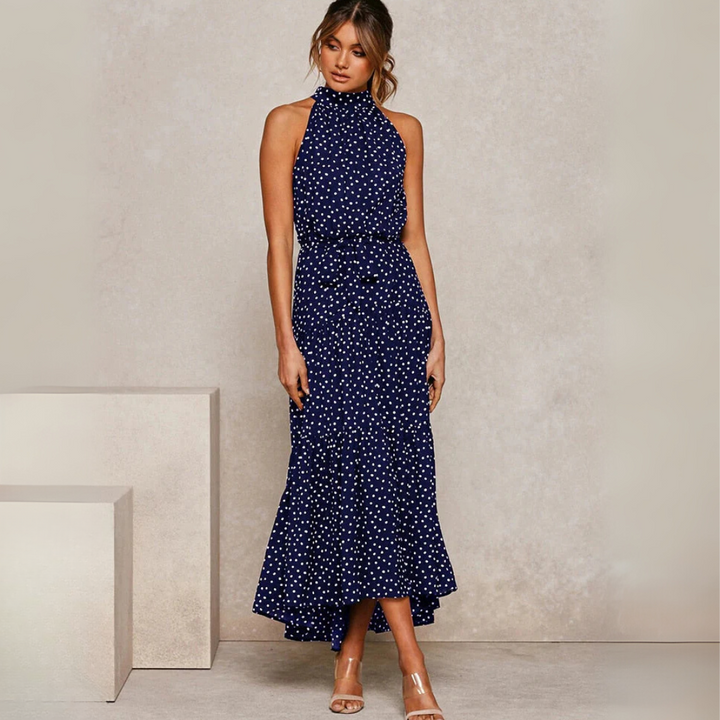 Prikket Fit-og-Flare Midi Kjole