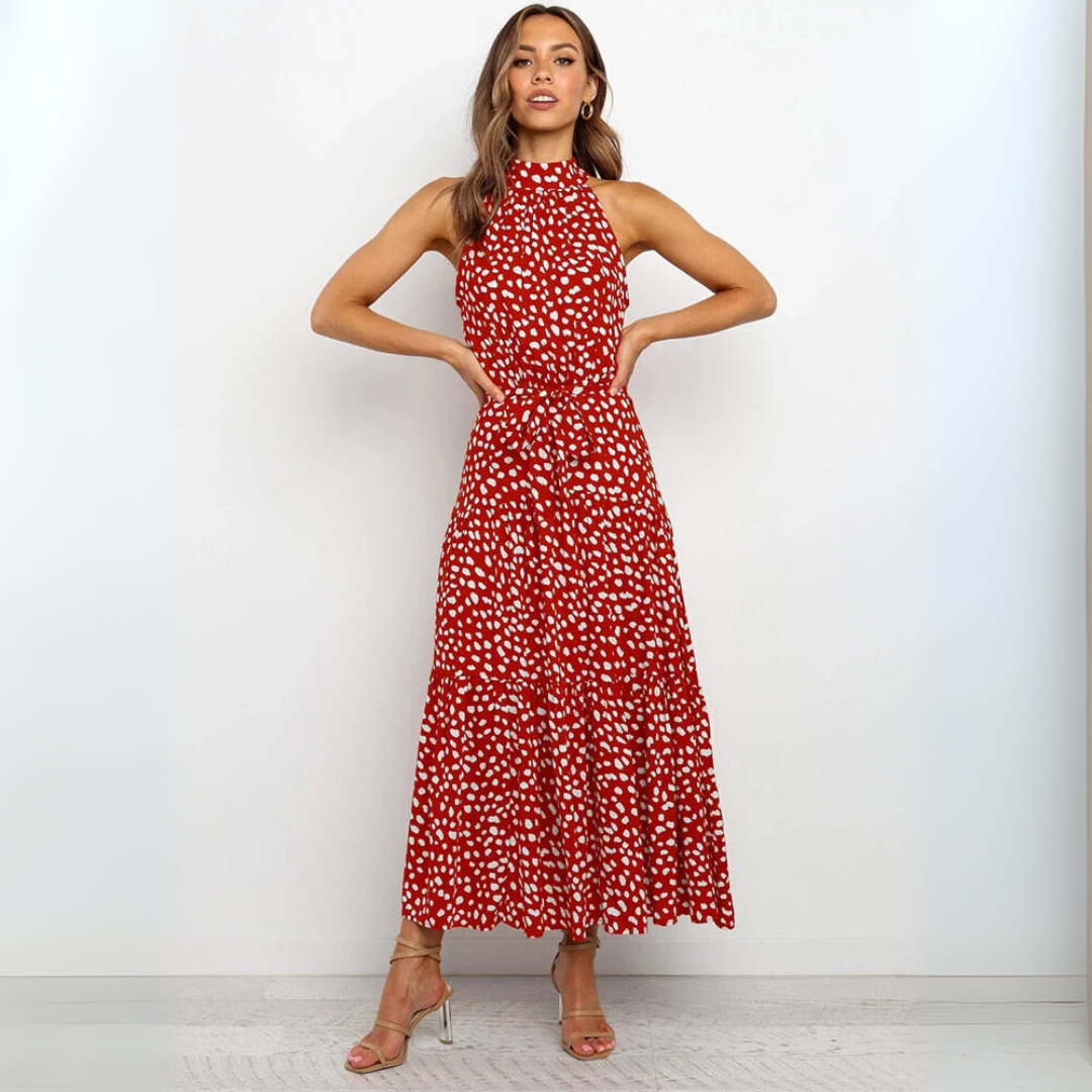 Prikket Fit-og-Flare Midi Kjole