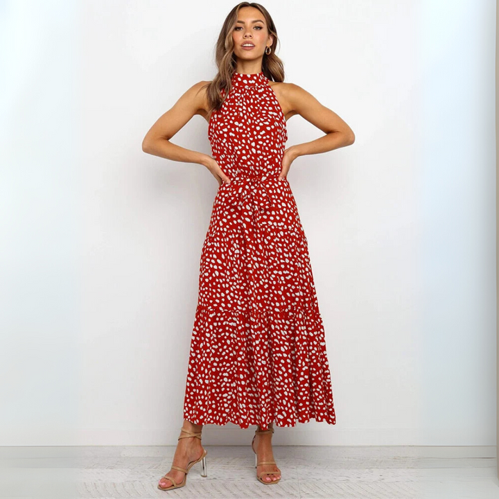 Prikket Fit-og-Flare Midi Kjole