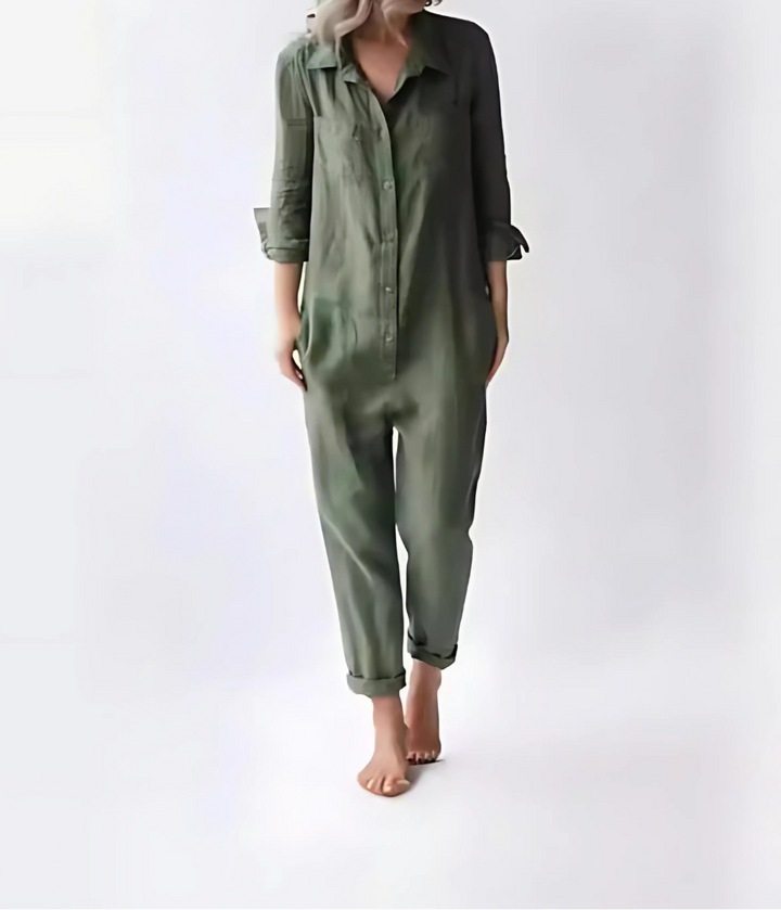 Bomull-Lin Jumpsuit for Kvinner