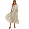 Kvinners Blonde & Chiffon Midi Kjole