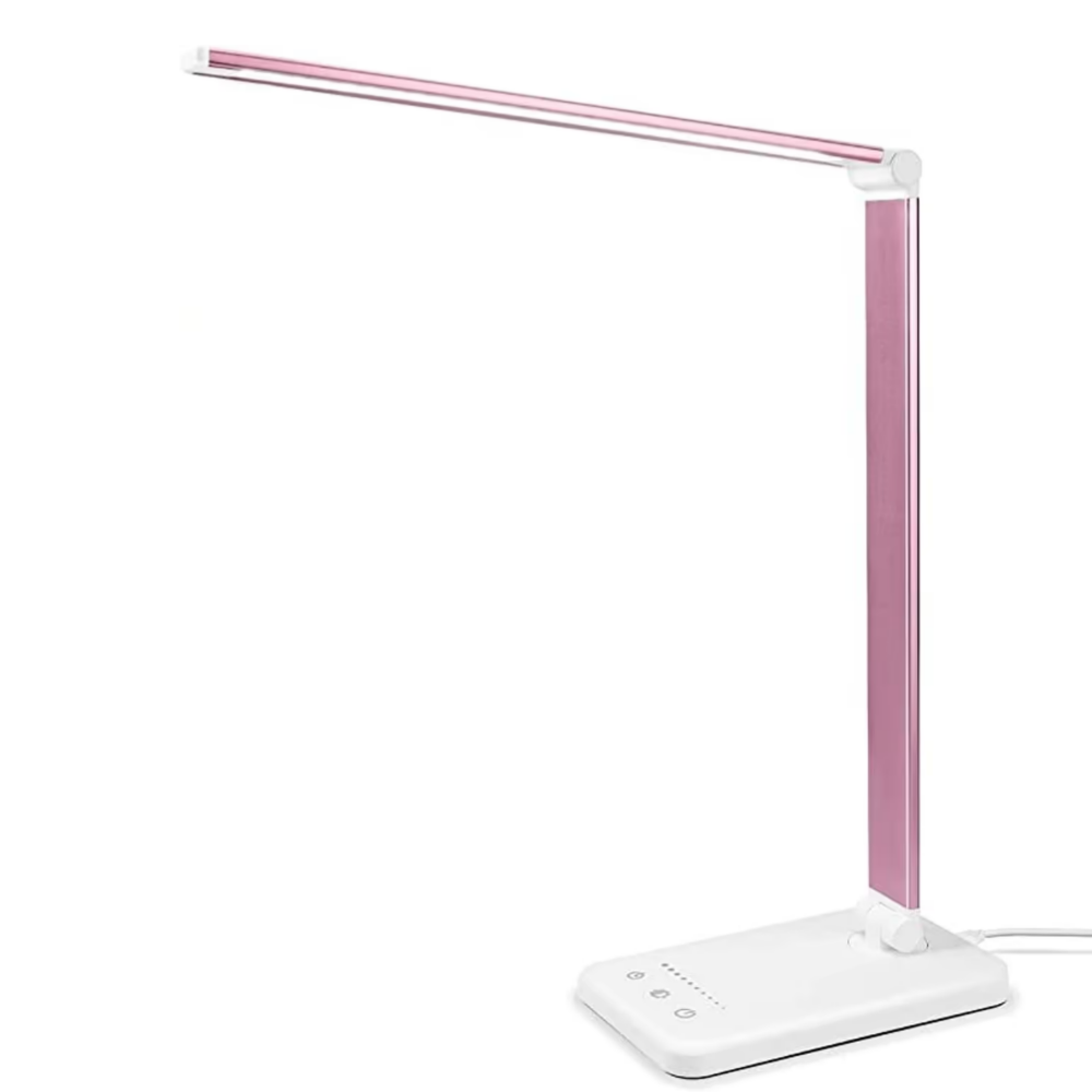 Moderne justerbar LED-skrivebordslampe med USB-ladeport – BrightEase