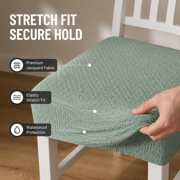 Vanntette elastiske vevde stolovertrekk, sklisikker jacquard-polyester