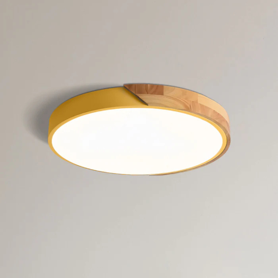 Delos taklampe i skandinavisk tre | Naturlig LED-designlampe