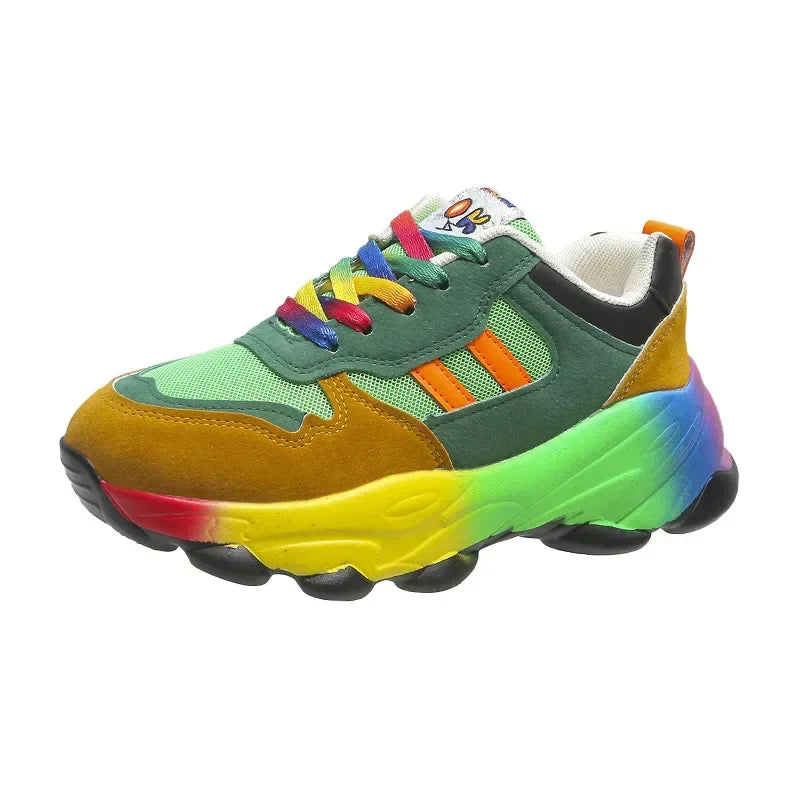 Trendy Multicolor Sneakers med Plattform Såle