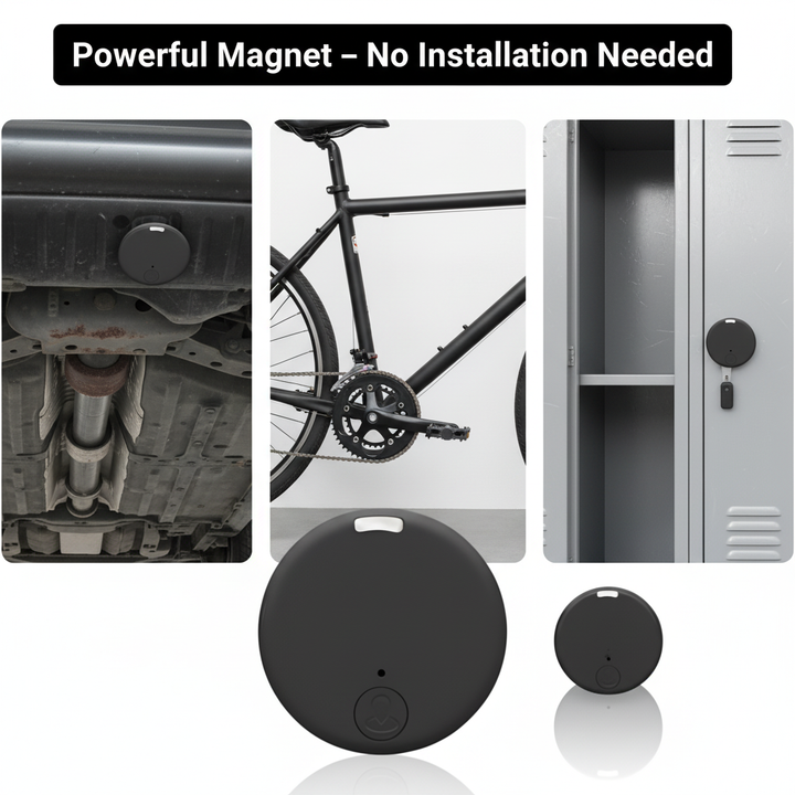 Magnetisk mini-GPS-tracker med sanntidsposisjon, bevegelsesvarsler og lydovervåking