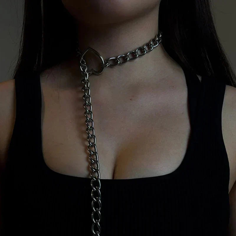 Hjerteformet Gothic Punk-halskjede