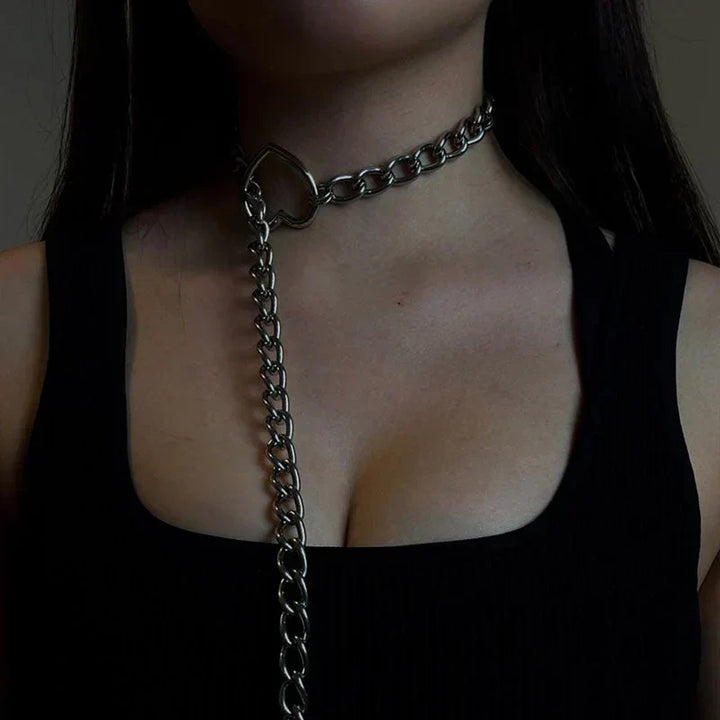 Hjerteformet Gothic Punk-halskjede