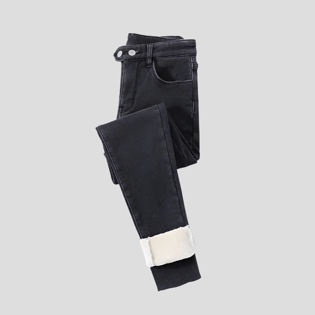 Høy-liv Kvinners Vinter Jeans Fodret for Kalde Dager