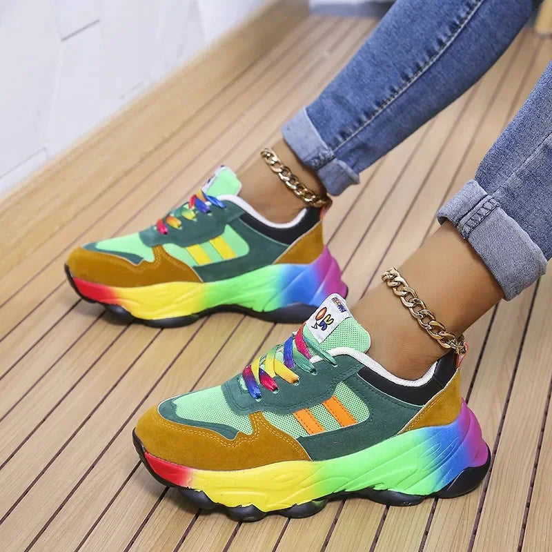 Trendy Multicolor Sneakers med Plattform Såle