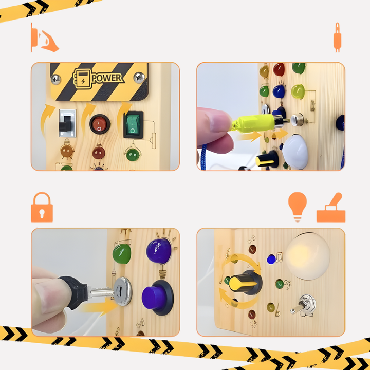 Montessori Busy Board med LED-lys