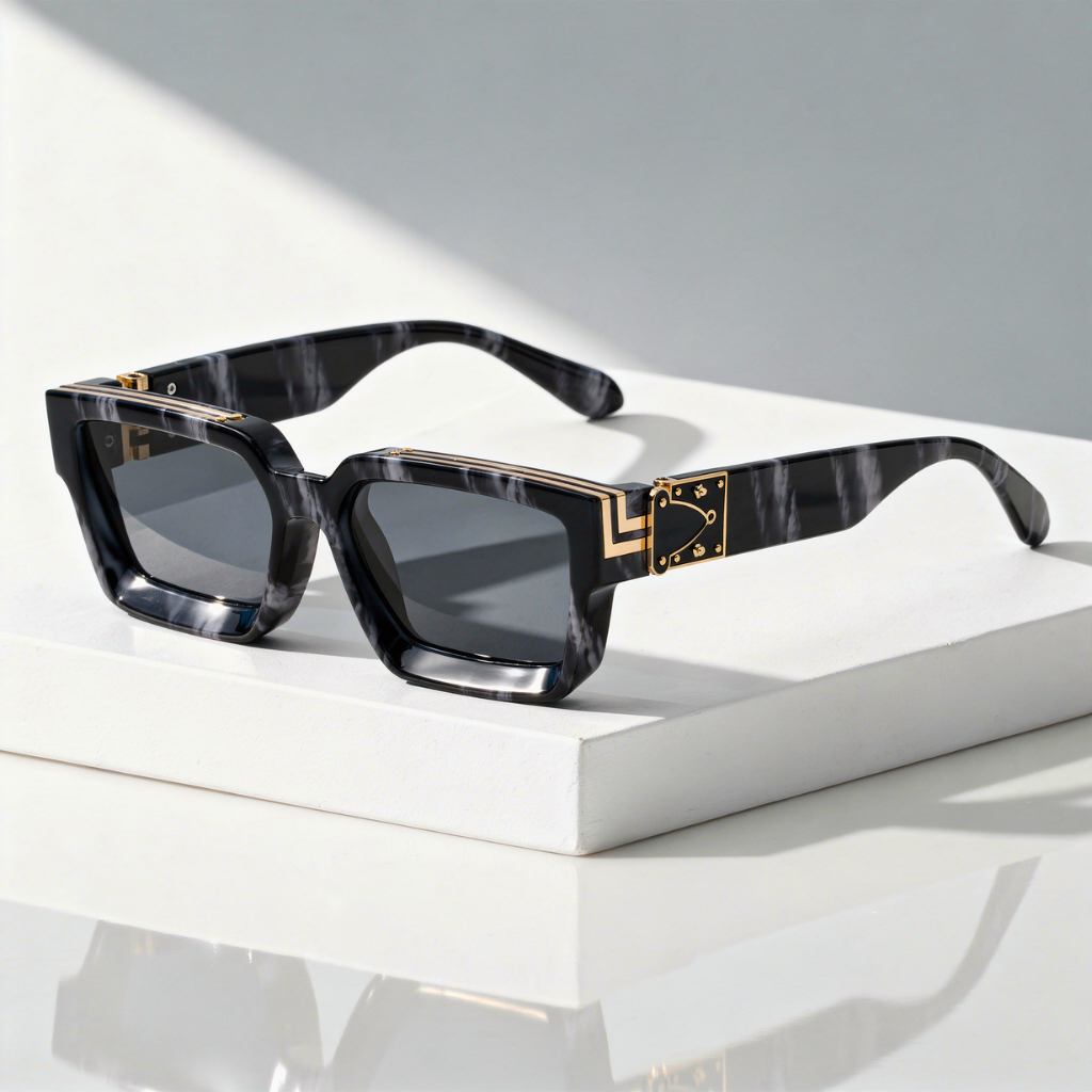 Firkantet Solbrille med Gullfarget Hengsel og UV400-beskyttelse