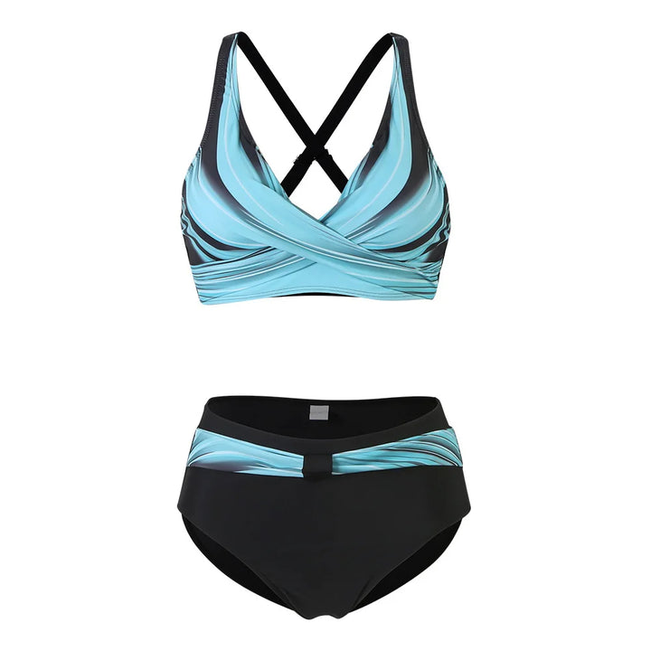 Høy Midje Bikini Set med Stilig Print