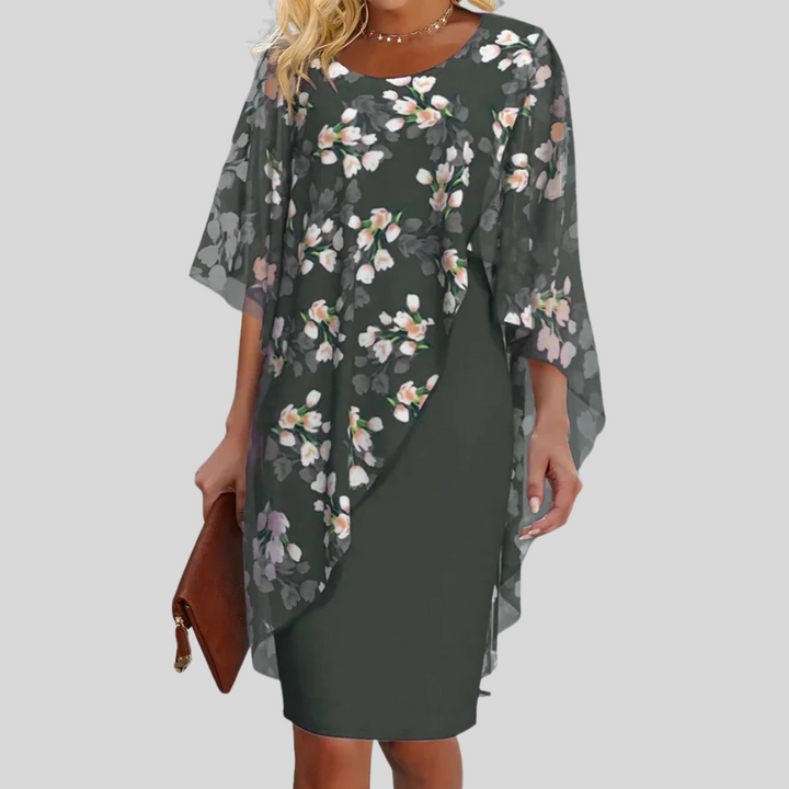 Elegant Blomster Chiffon Kjole – Grasiøs Stil med Feminine Trykk