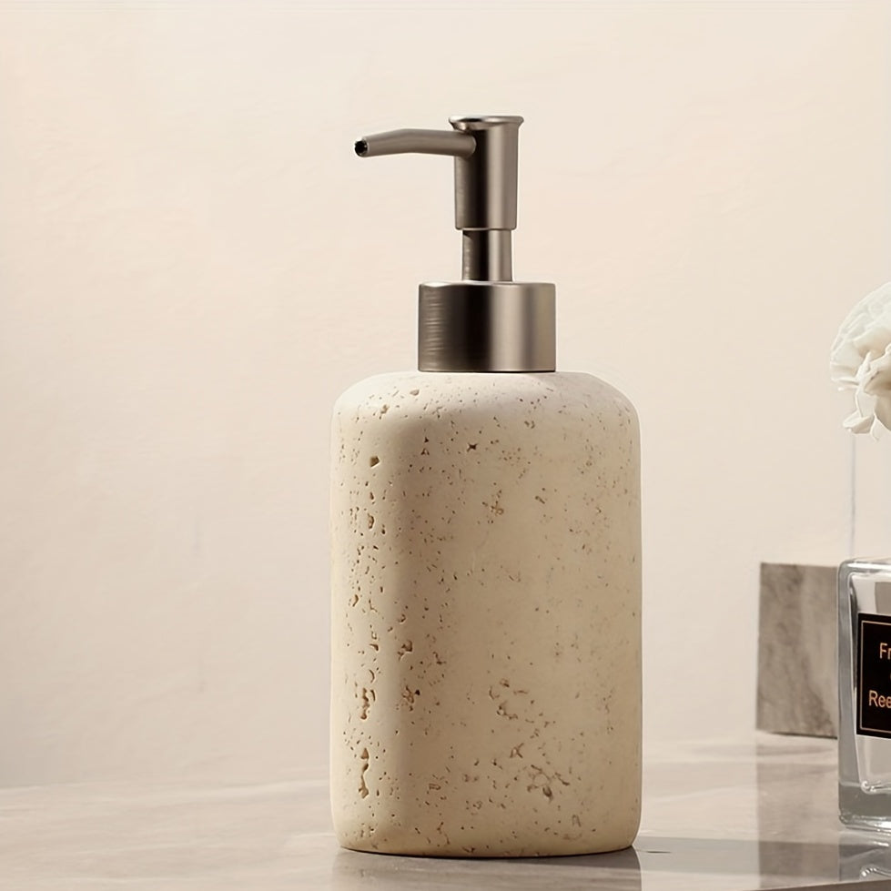 Såpedispenser i marmor – Luksusdispenser i resin med pumpe i rustfritt stål for bad eller kjøkken