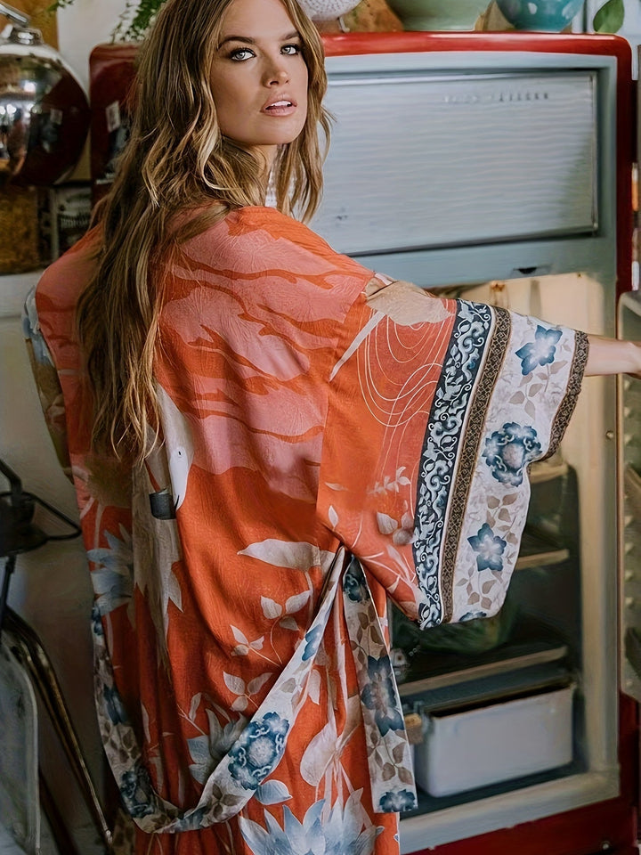 Punainen kukkakuvioinen kimono - Isabella