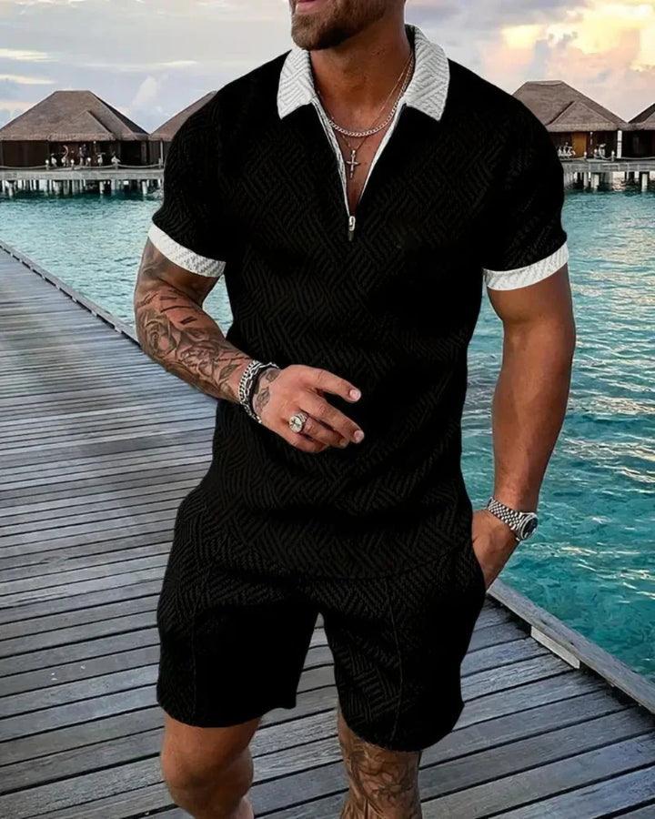 Casual Zipper Collar Sommer Treningsdrakt Outfit