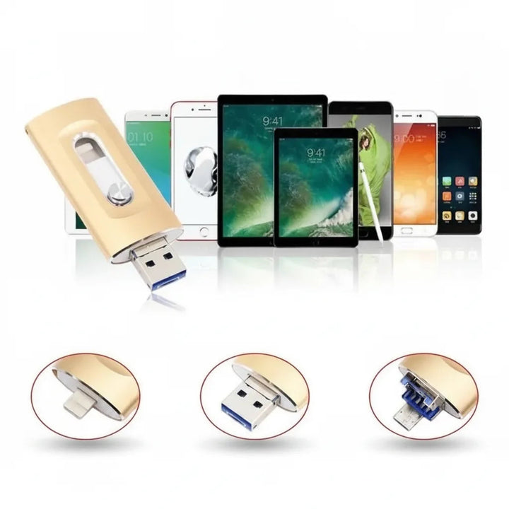 USB-minnepinne iPhone 256GB – 3-i-1 Fotostick for Smarttelefon og Datamaskin