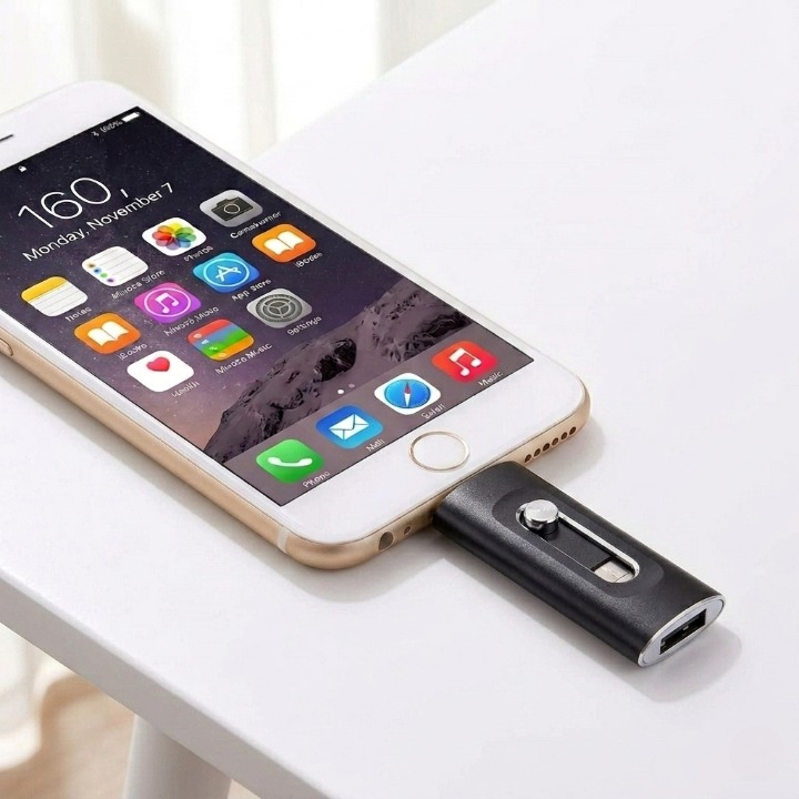 USB-minnepinne iPhone 256GB – 3-i-1 Fotostick for Smarttelefon og Datamaskin