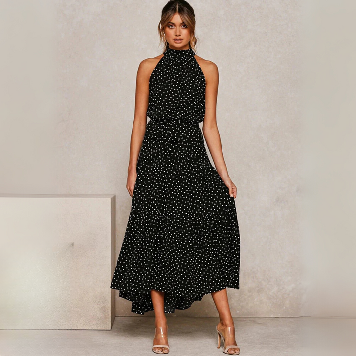 Prikket Fit-og-Flare Midi Kjole