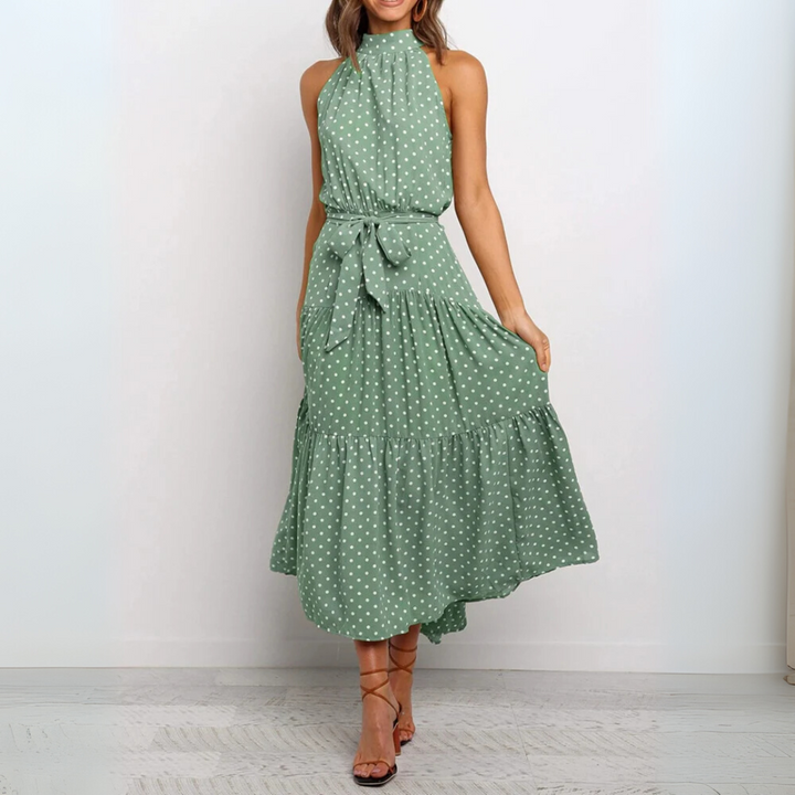 Prikket Fit-og-Flare Midi Kjole