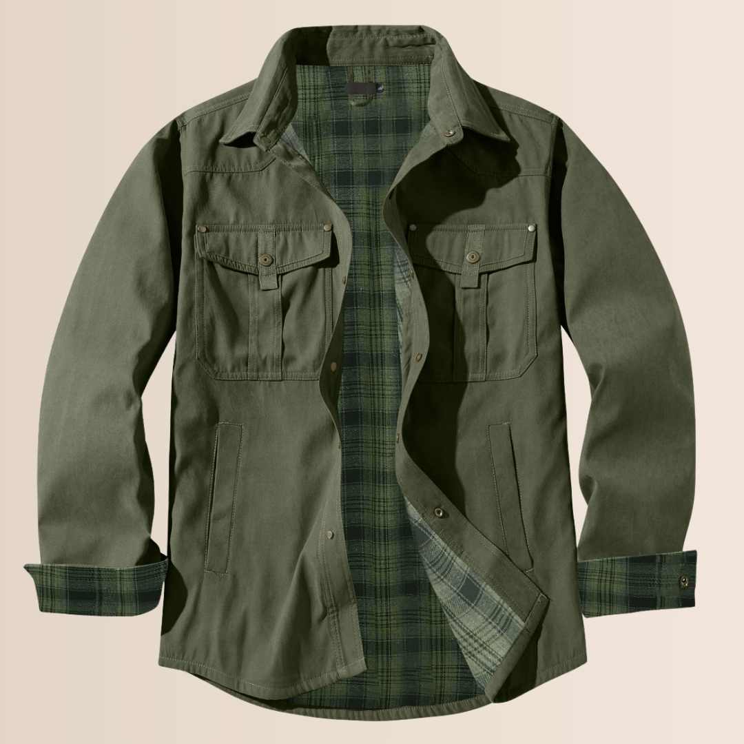 Menns Vintage Flannel Rutet Jakke