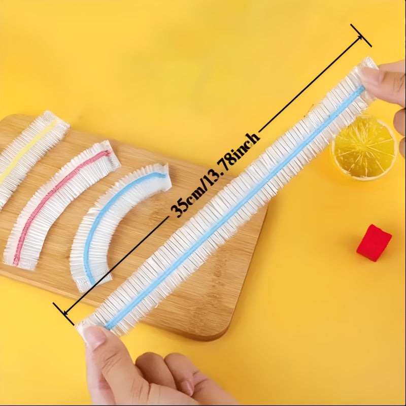1000 elastiske engangsovertrekk for mat, PE-deksler for boller og tallerkener 35 cm