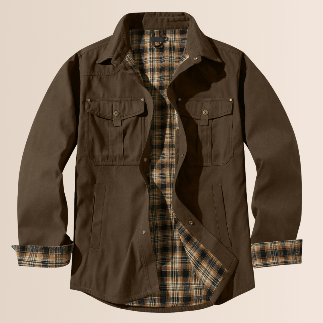 Menns Vintage Flannel Rutet Jakke