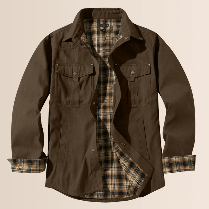 Menns Vintage Flannel Rutet Jakke