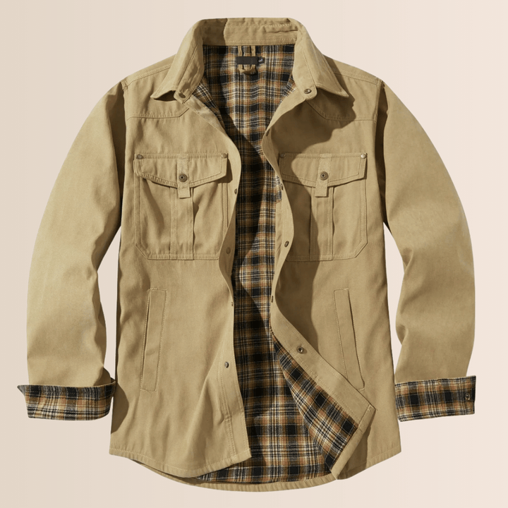 Menns Vintage Flannel Rutet Jakke
