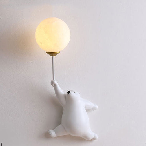 Søt bjørnevegglampe med ballonglys for barnerom