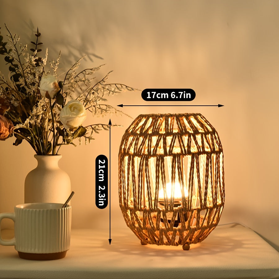 Bordlampe i Rotting Bohem-stil – Håndlaget Lysaksent for Soverom eller Stue