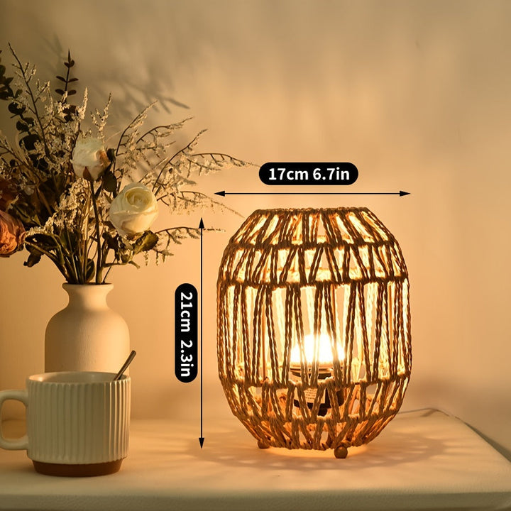 Bordlampe i Rotting Bohem-stil – Håndlaget Lysaksent for Soverom eller Stue