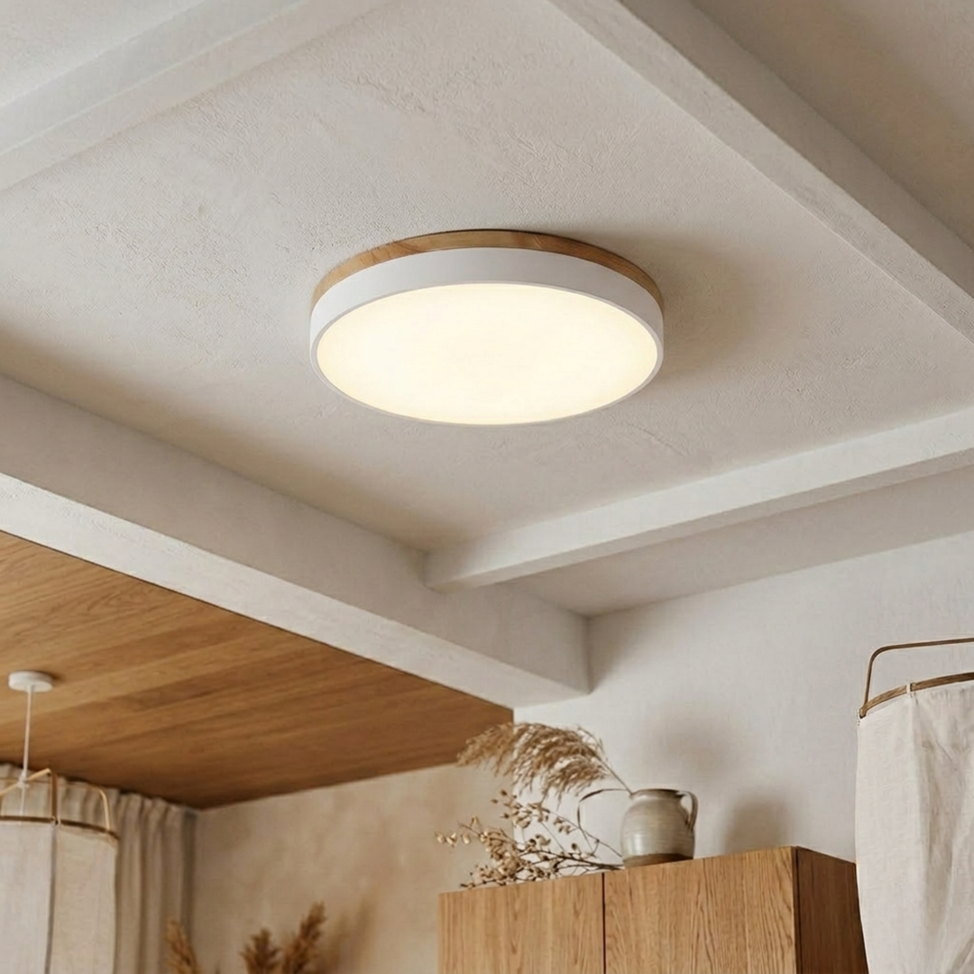 Rund skive-taklampe – flat, flushmontert lampe