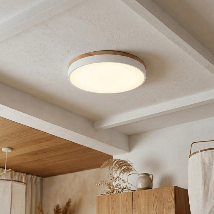 Rund skive-taklampe – flat, flushmontert lampe
